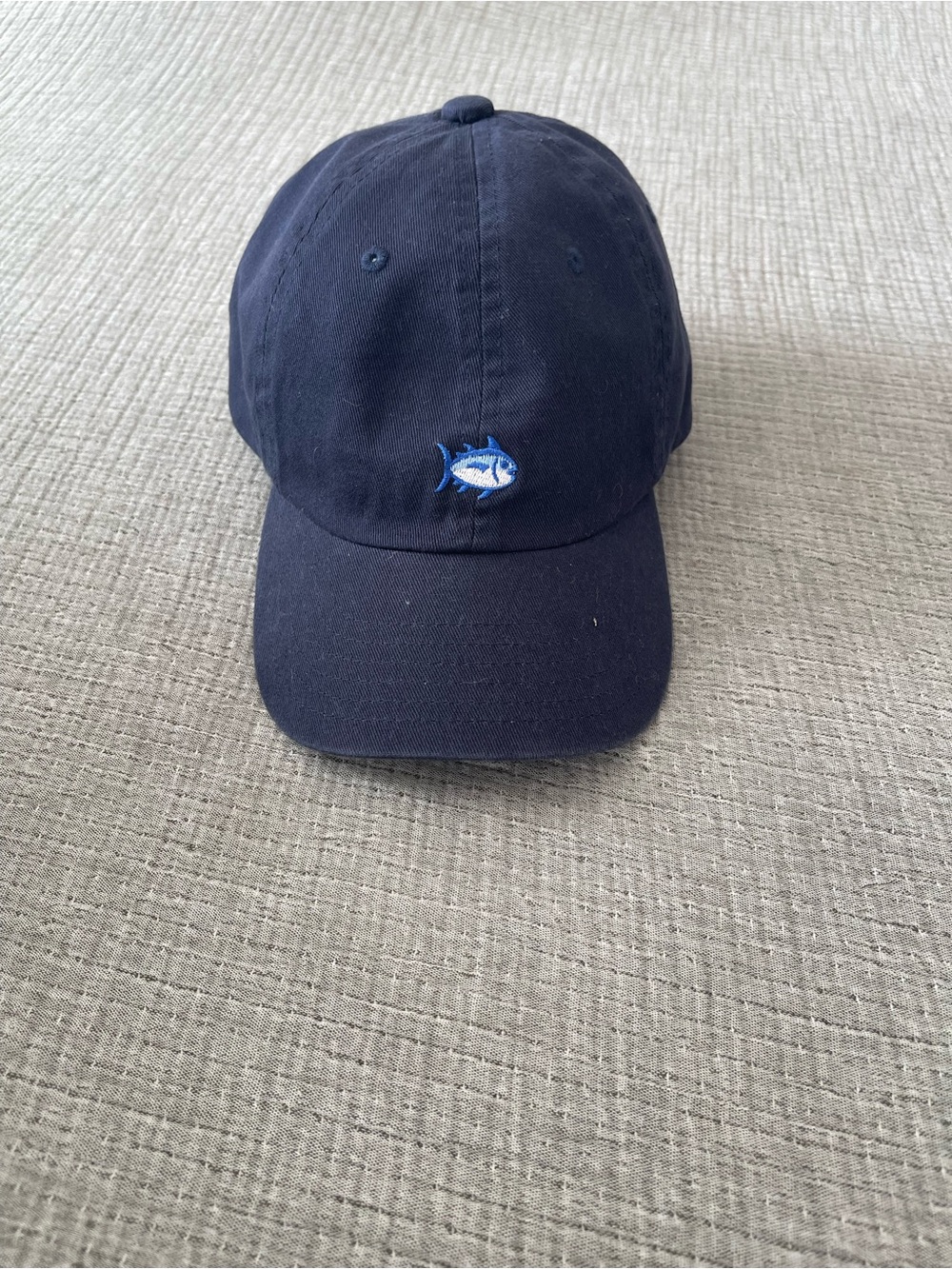 Toddler Southern Tide Navy Cotton Hat with Blue & White Fish Embroidery